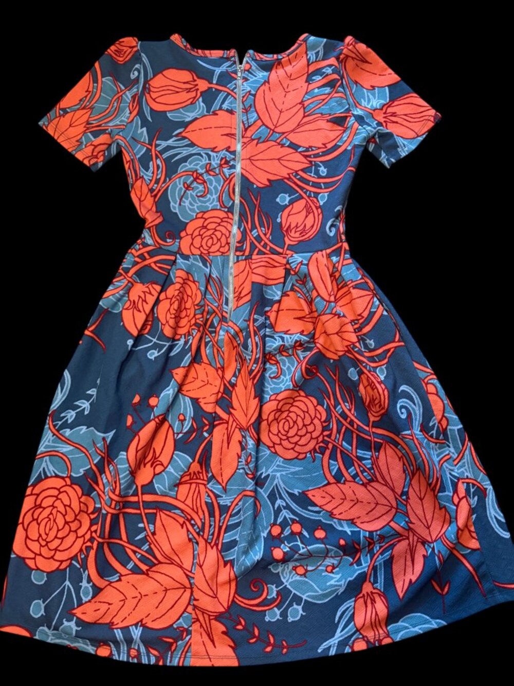 LuLaRoe Amelia Dress – Size S – Navy Floral Fit & Flare - Picture 2 of 3